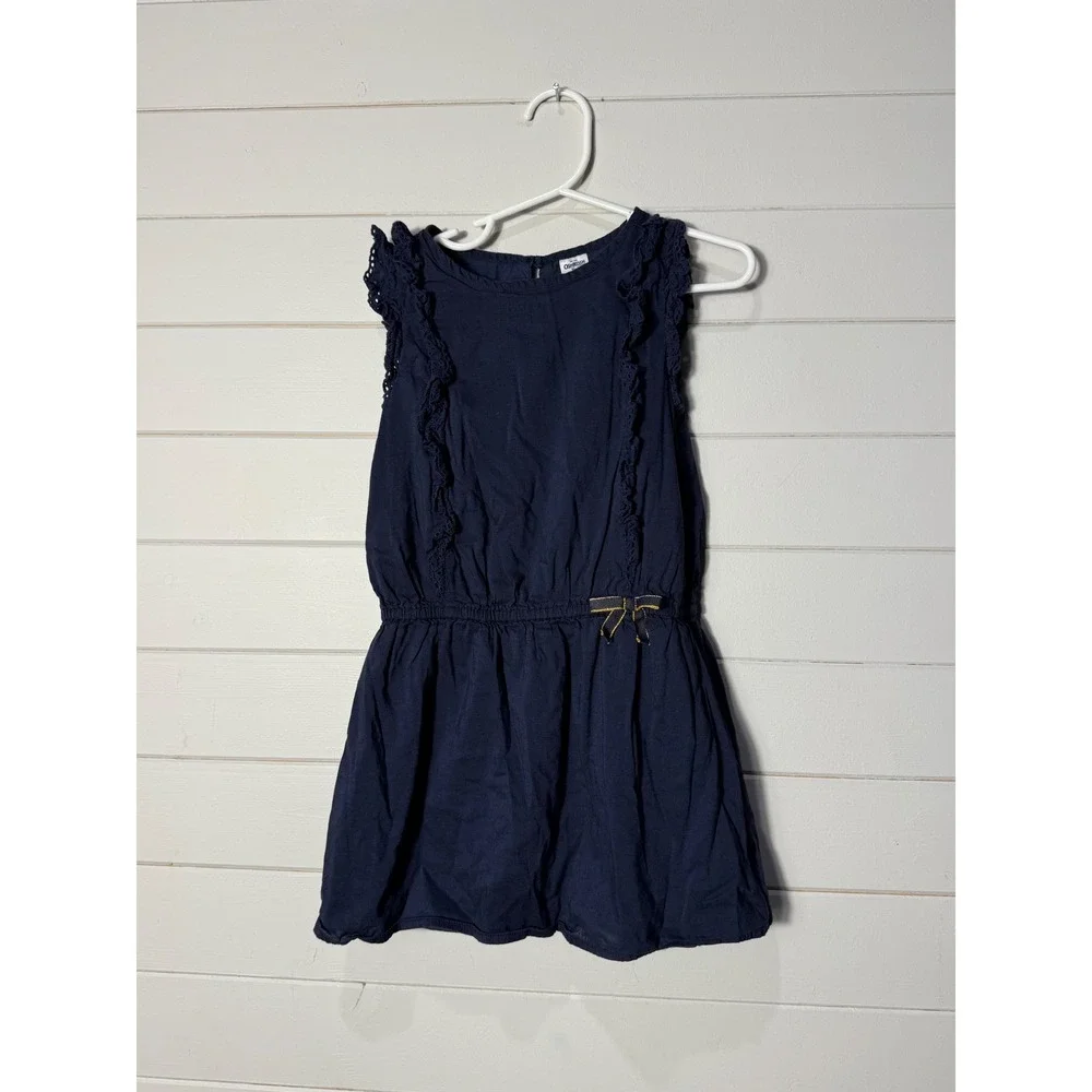 OshKosh Bgosh Girls‎ Navy Blue Eyelet Ruffle Sleeveless Romper Dress 4T